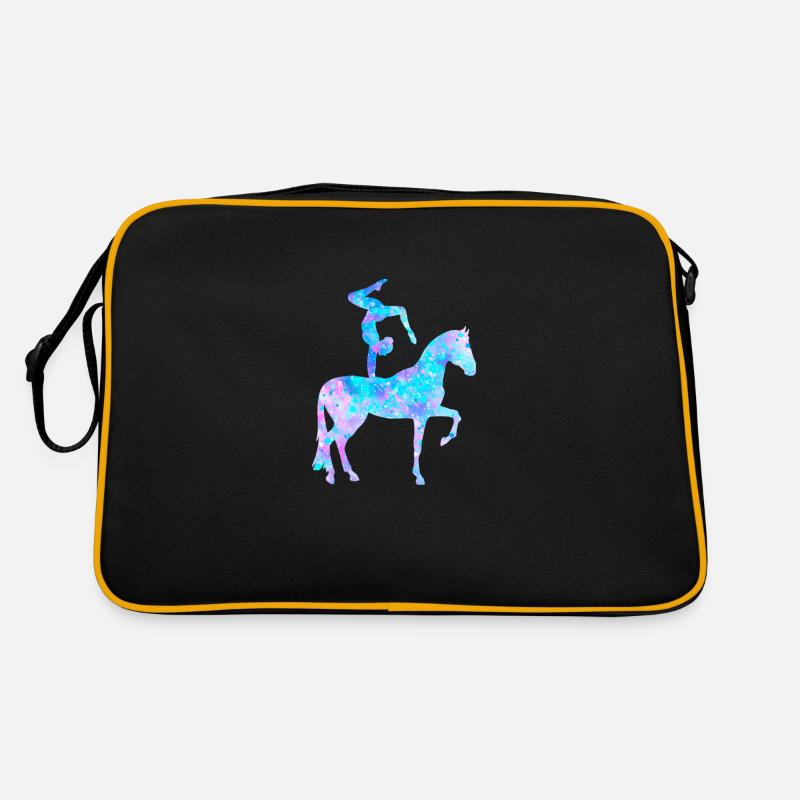 Voltigieren Voltigiererin Pferd Volti Geschenk - Retro Tasche - Schwarz/Gold