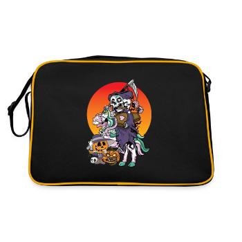 Unicorn Halloween Pumpkin Grim Reaper - Retro Bag - black/gold - Back