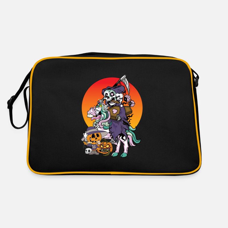 Unicorn Halloween Pumpkin Grim Reaper Retro Bag