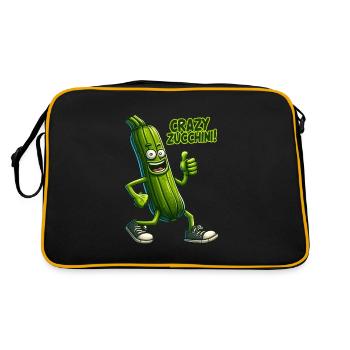 Crazy Veggies: Zucchini Thumbs Up - Retro Tasche - Schwarz/Gold - Hinten