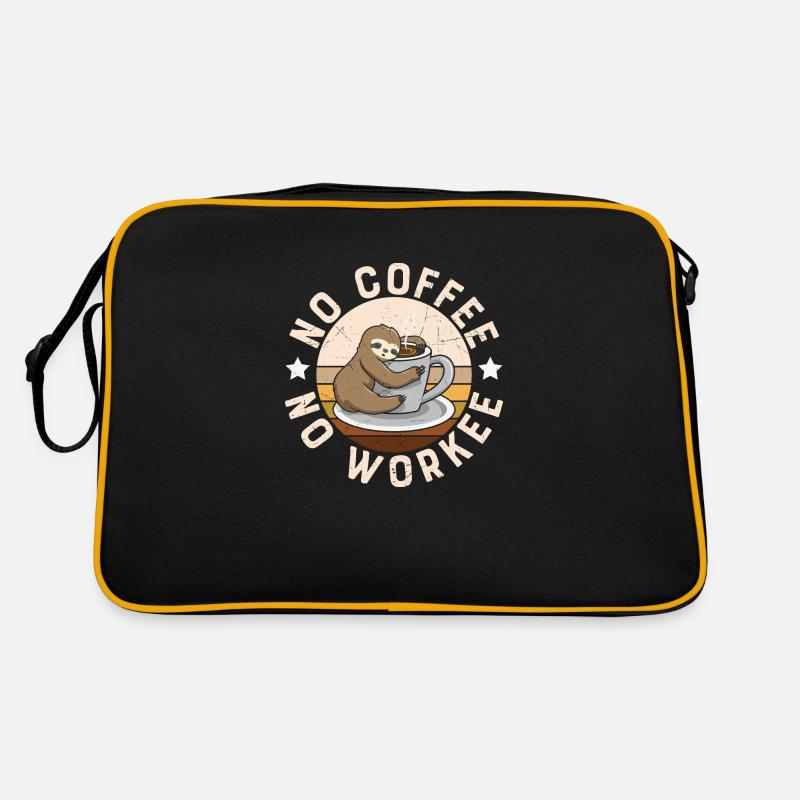 Pas de café Pas de Workee, paresseux avec du café, Sac Retro