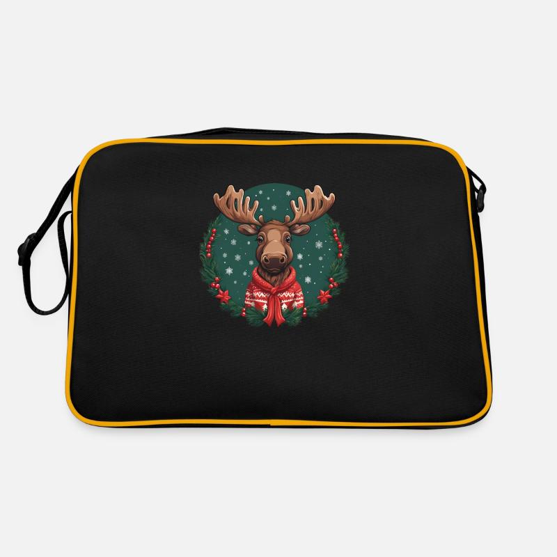 Weihnachtselch - Retro Tasche - Schwarz/Gold