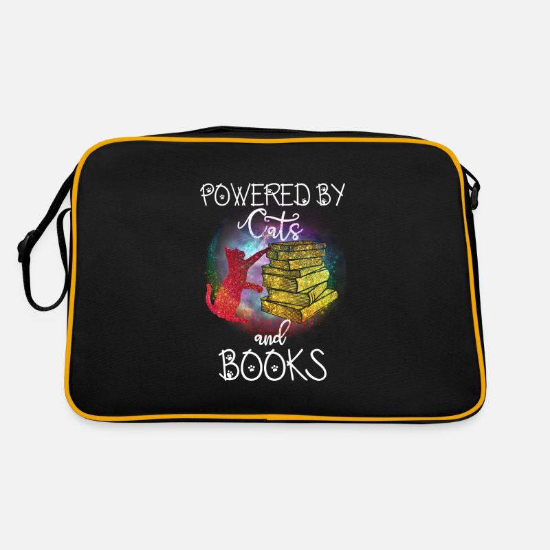 Propulsé par des chats et des livres - Sac Retro - noir/or