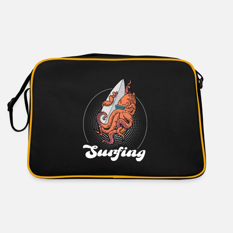 Planche de surf Octopus Surfing Ocean Summer Vacation Sac Retro