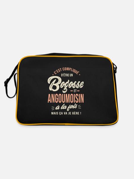 Angoumoisin Bogosse Cadeau Humour Angoulême 17 - Sac Retro - noir/or - Dos