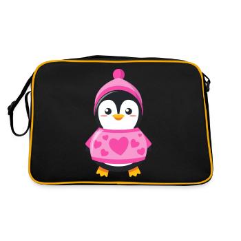 Un pingouin mignon avec un pull en forme de coeur et une casquette - Sac Retro - noir/or - Dos