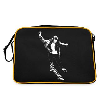 Skater Girl Kickflip Street Art - Retro Bag - black/gold - Back