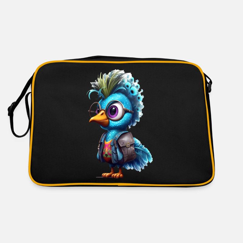 Cute Peacock Cartoon Retro Tasche