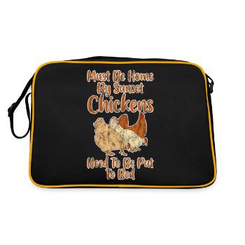 Home By Sunset, Chickens Need To Be Put To Bed 3 - Retro Bag - black/gold - Back