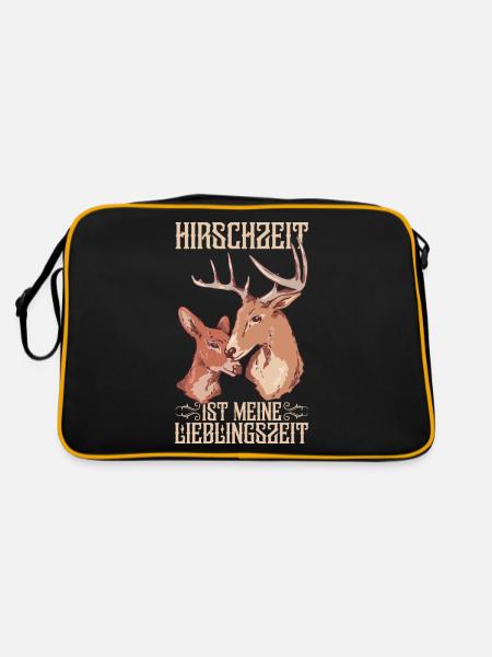 Hirschjäger Weißwedelhirsch Hirschliebhaber - Retro Tasche - Schwarz/Gold - Hinten