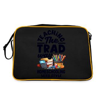Classic Homeschool Mom Tradwife Homeschooling - Retro Bag - black/gold - Back