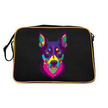 Kelpie-Hund-Geschenk - Retro Tasche - Schwarz/Gold - Hinten