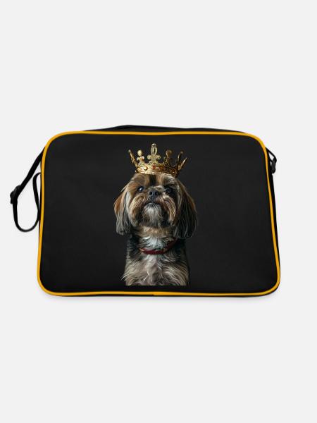 Lhasa Apso - Retro Tasche - Schwarz/Gold - Hinten