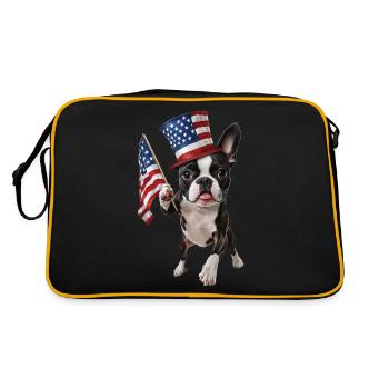 Boston Terrier - Retro Tasche - Schwarz/Gold - Hinten