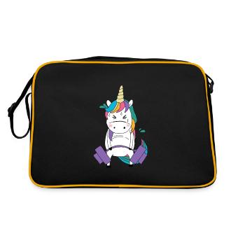 Deadlift Unicorn Fitness Einhorn Geschenk - Retro Tasche - Schwarz/Gold - Hinten
