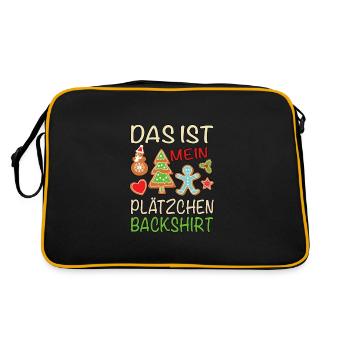 Das ist mein Plätzchen Backshirt backen - Retro Tasche - Schwarz/Gold - Hinten