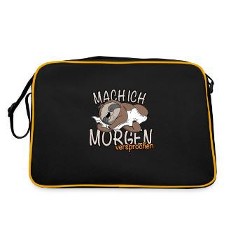 Faulenzer Faultier - Mach Ich Morgen versprochen - Retro Tasche - Schwarz/Gold - Hinten