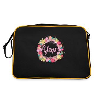 Yana, fleurs, couronne de fleurs, floral, illustration - Sac Retro - noir/or - Dos