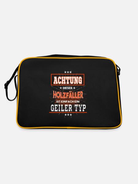 Holzfäller, einfach nur ein geiler Typ - Retro Tasche - Schwarz/Gold - Hinten