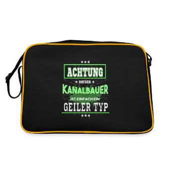 Kanalbauer, einfach nur ein geiler Typ - Retro Tasche - Schwarz/Gold - Hinten