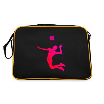 Volleyballspieler Volleyballspielen Volley - Retro Tasche - Schwarz/Gold - Hinten