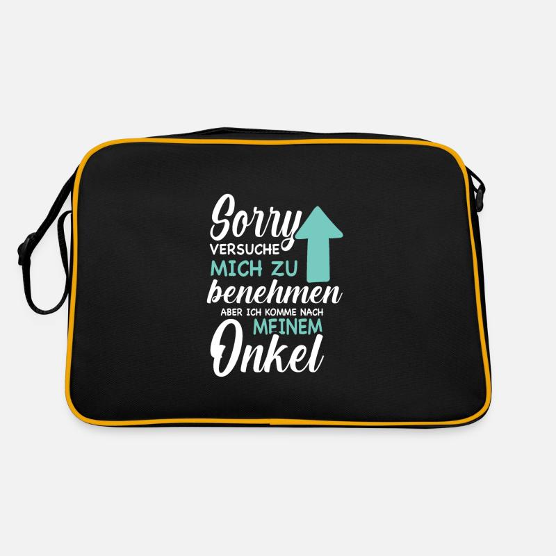 Ich versuche mich zu benehmen Onkel Geburtstag Fun - Retro Tasche - Schwarz/Gold