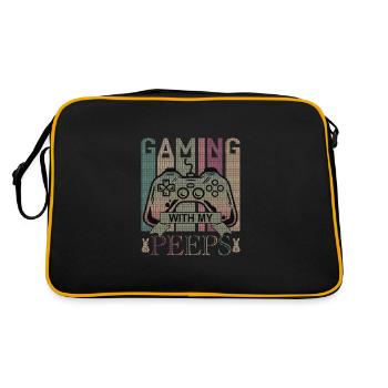 Funny gaming with my peeps, Gaming, Video Game - Retro Bag - black/gold - Back