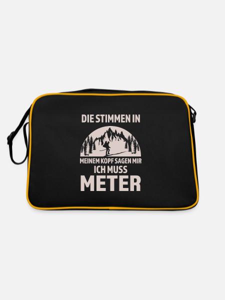 Wandern Berge Berg Geschenk - Retro Tasche - Schwarz/Gold - Hinten