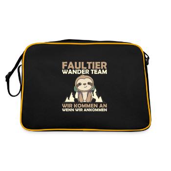 Faultier Wander Team Bergsteiger Faultiere wandern - Retro Tasche - Schwarz/Gold - Hinten