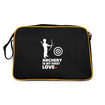 Ich Liebe Bogenschießen Stilvolles - Retro Tasche - Schwarz/Gold - Hinten