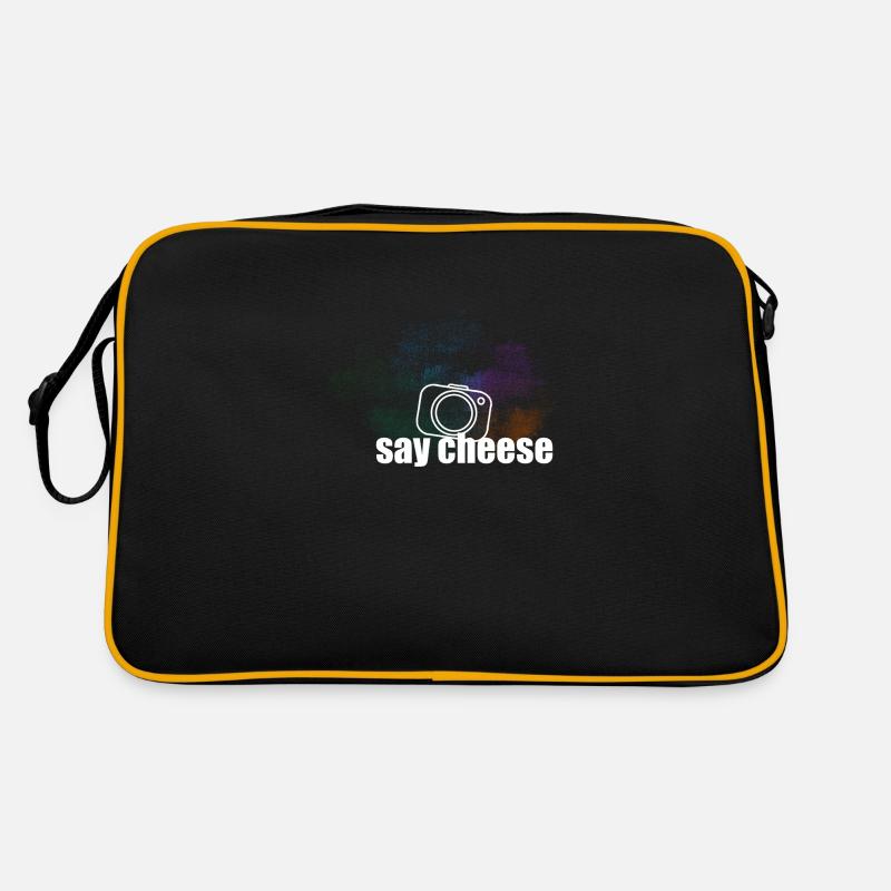 Say Cheese white - Retro Tasche - Schwarz/Gold