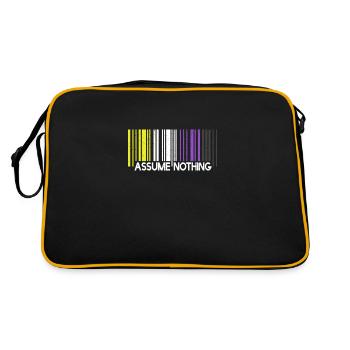 Assume Nothing Nonbinary Flag Barcode Enby - Retro Tasche - Schwarz/Gold - Hinten