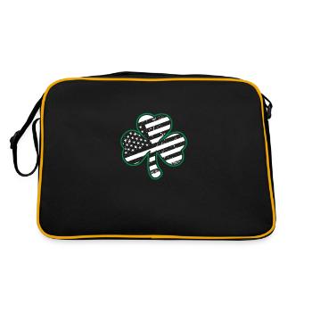 Irish American Flag Vintage Shamrock St. Patrick’ - Retro Tasche - Schwarz/Gold - Hinten