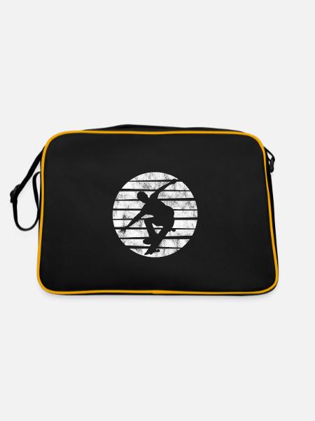 Skateboarder Skateboard Skater Skate Skateing - Retro Bag - black/gold - Back