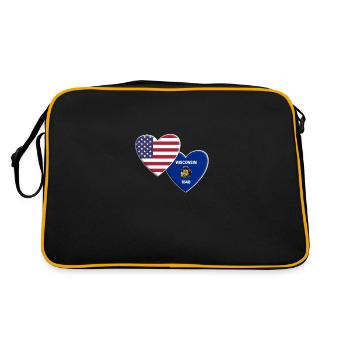 USA American State Of Wisconsin Flag Patriotic - Retro Bag - black/gold - Back