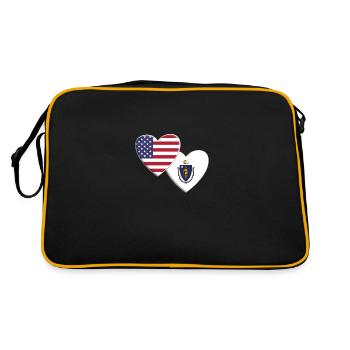 USA American State Of Massachusetts Flag - Retro Bag - black/gold - Back
