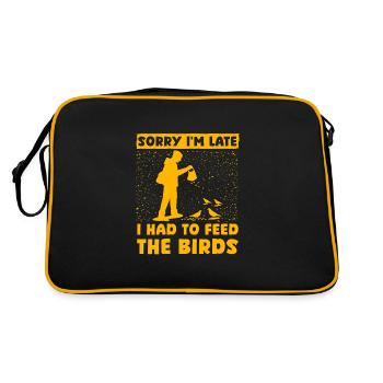 Désolé d’être en retard, j’ai dû nourrir les oiseaux - Sac Retro - noir/or - Dos