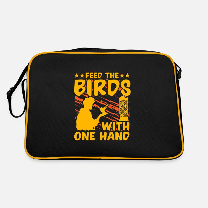 Füttern Sie die Vögel mit einer Hand Retro Tasche