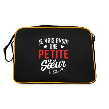 Ich werde eine kleine Schwester haben - Retro Tasche - Schwarz/Gold - Hinten