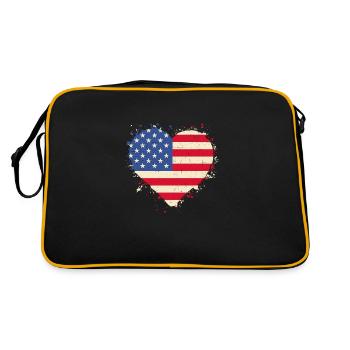 Veteran Herz USA - Retro Tasche - Schwarz/Gold - Hinten