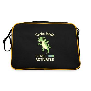 Gecko Lustiger Spruch - gecko mode cling activated - Retro Bag - black/gold - Back