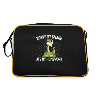 Schlange Hausaufgaben | Haustier Reptil Geschenk - Retro Tasche - Schwarz/Gold - Hinten
