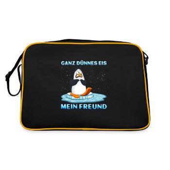 Ganz dünnes Eis mein Freund - Retro Tasche - Schwarz/Gold - Hinten