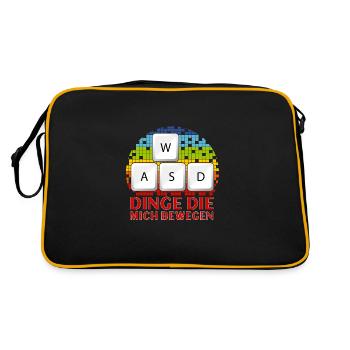 WASD Dinge Die Mich Bewegen - Retro Tasche - Schwarz/Gold - Hinten