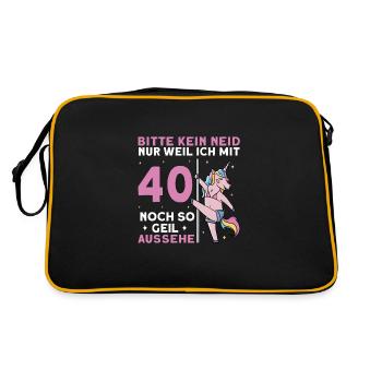 Bitte Kein Neid Weil Ich Mit 40 Noch Geil Aussehe - Retro Tasche - Schwarz/Gold - Hinten