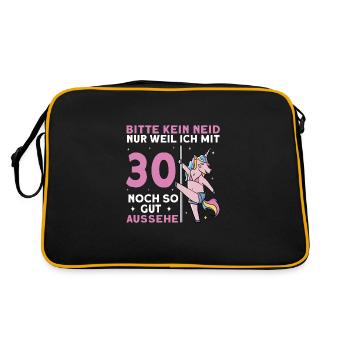 Bitte Kein Neid 30. Geburtstag - Retro Tasche - Schwarz/Gold - Hinten