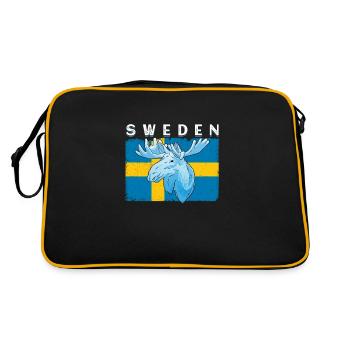 Sweden flag white moose - Retro Bag - black/gold - Back