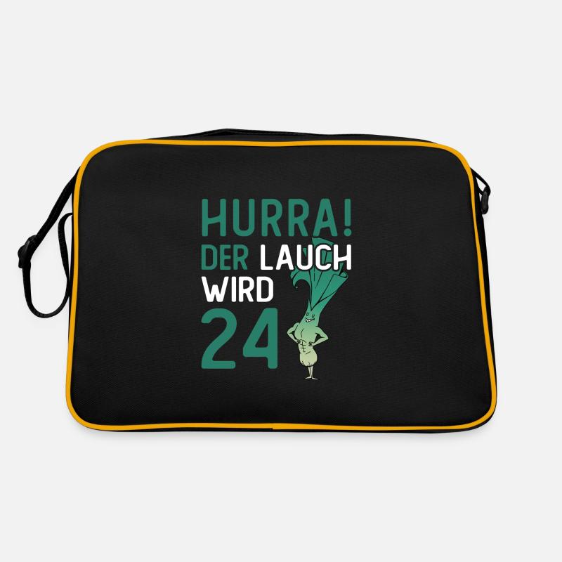 Herren 24. Geburtstag Hurra der Lauch wird 24 Retro Tasche