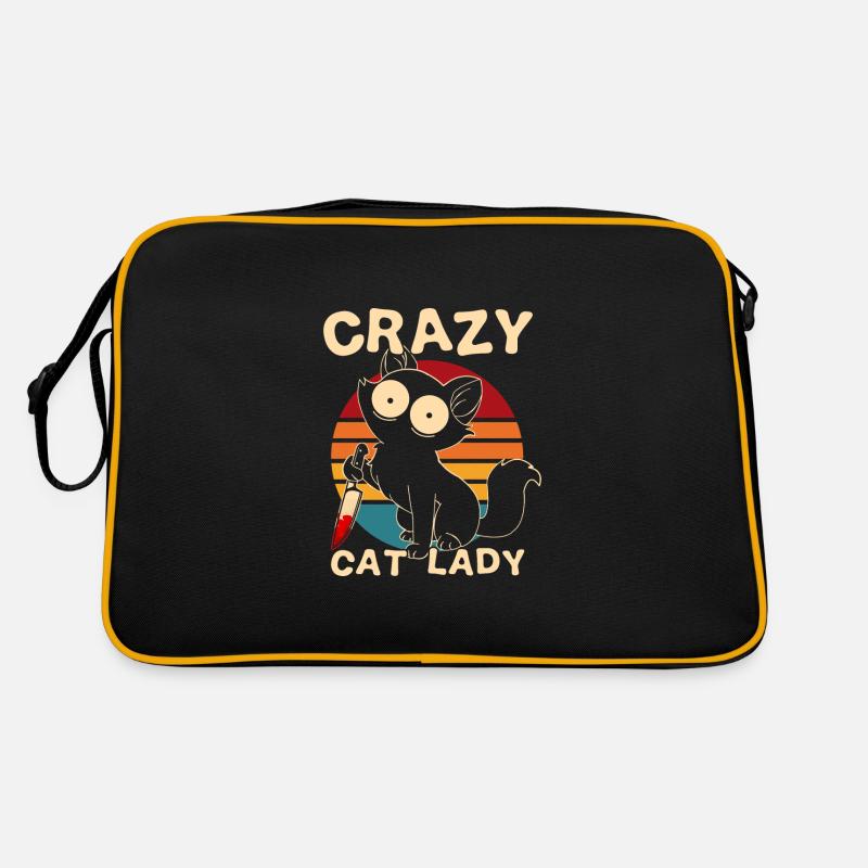 Crazy Cat Lady Cat avec couteau Sac Retro