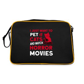 Je veux juste caresser les chats et regarder des films d’horreur - Sac Retro - noir/or - Dos